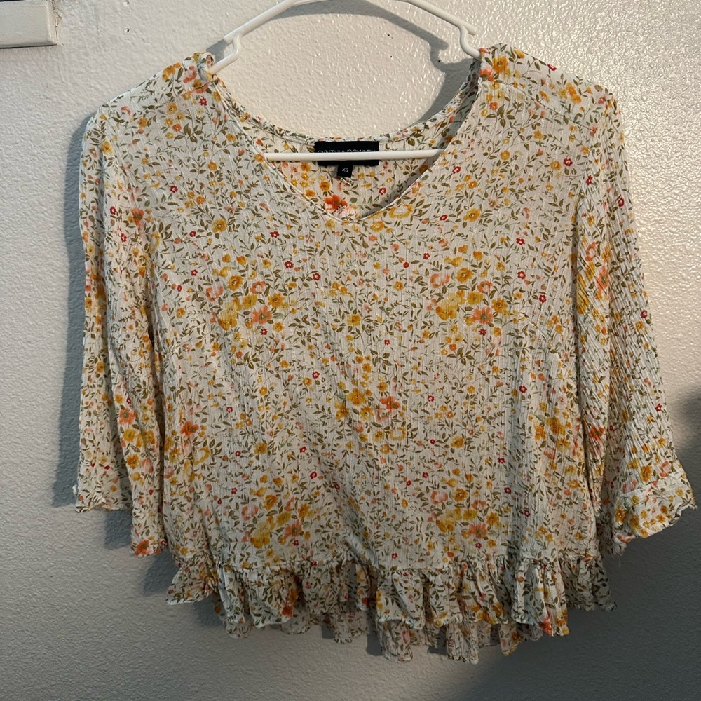 Cynthia Rowley Yellow Floral Blouse
